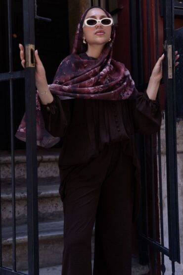 Kırmızı Sole Silken Desen Şal