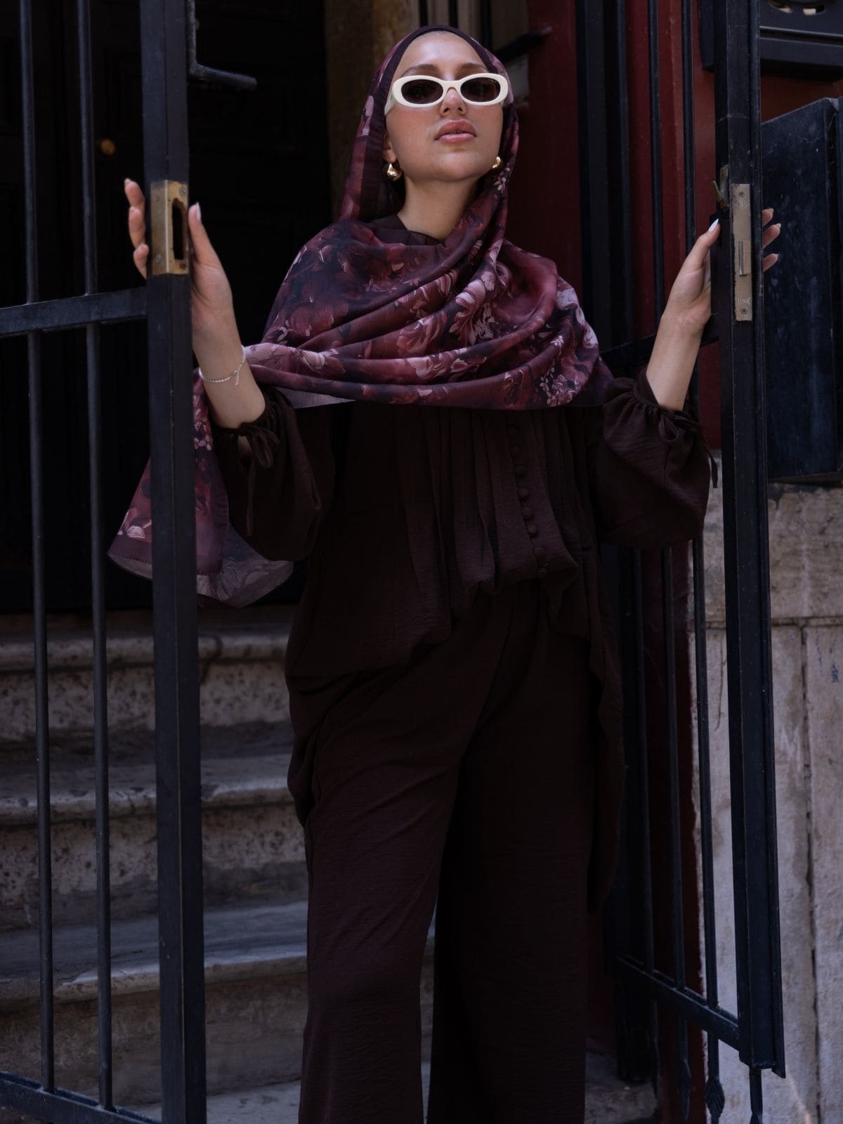 Kırmızı Sole Silken Desen Şal