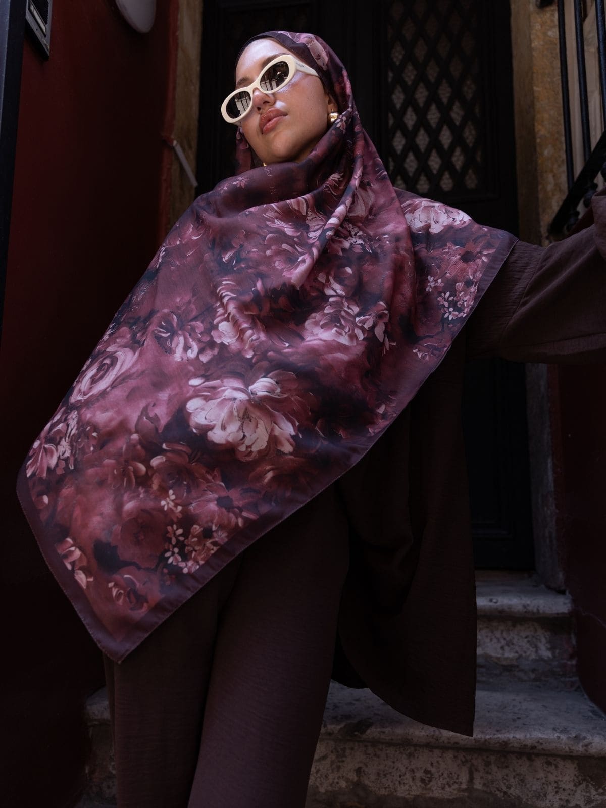 Kırmızı Sole Silken Desen Şal - Görsel 3