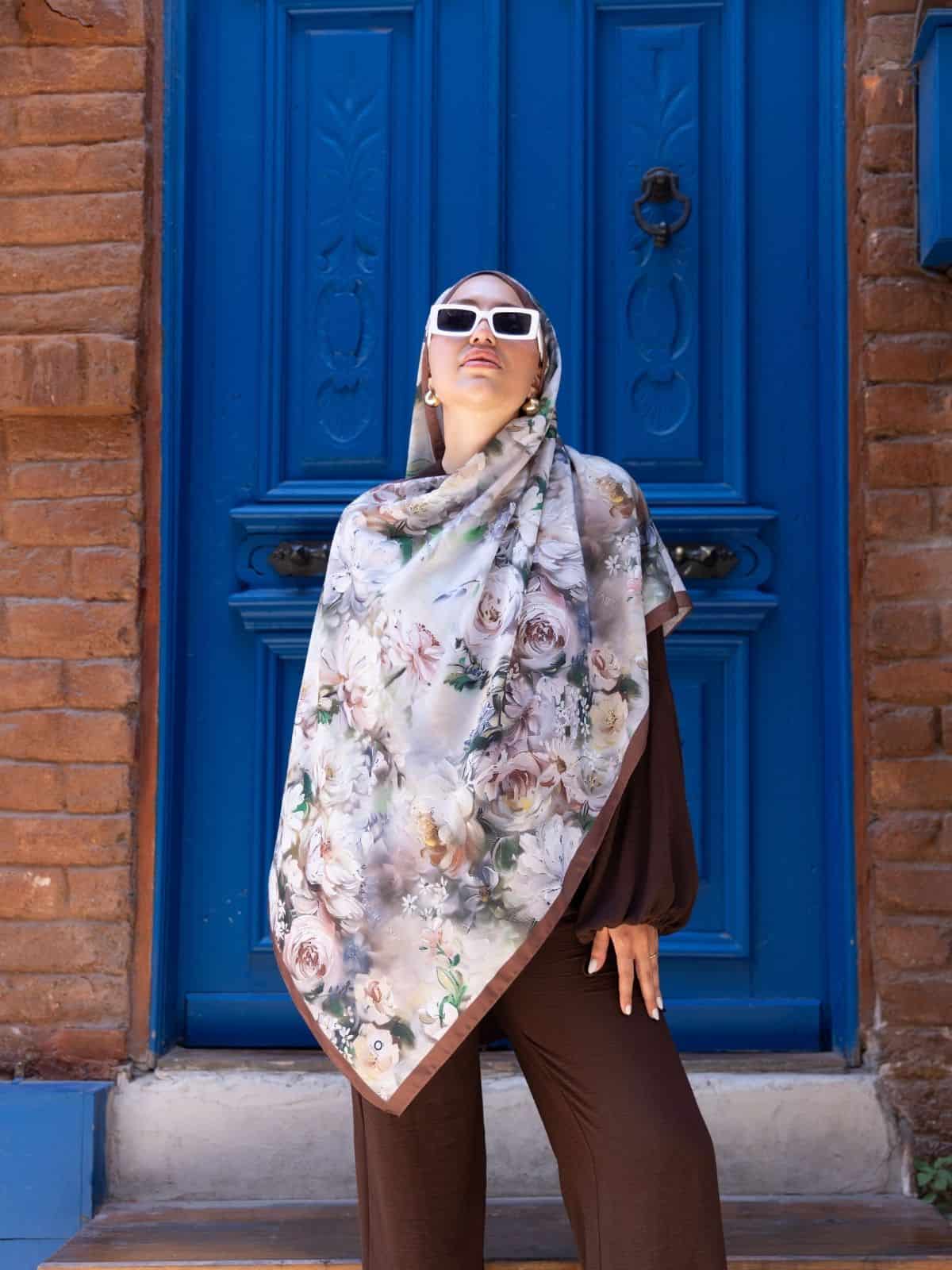 Tarçın Sole Silken Desen Şal - Görsel 2