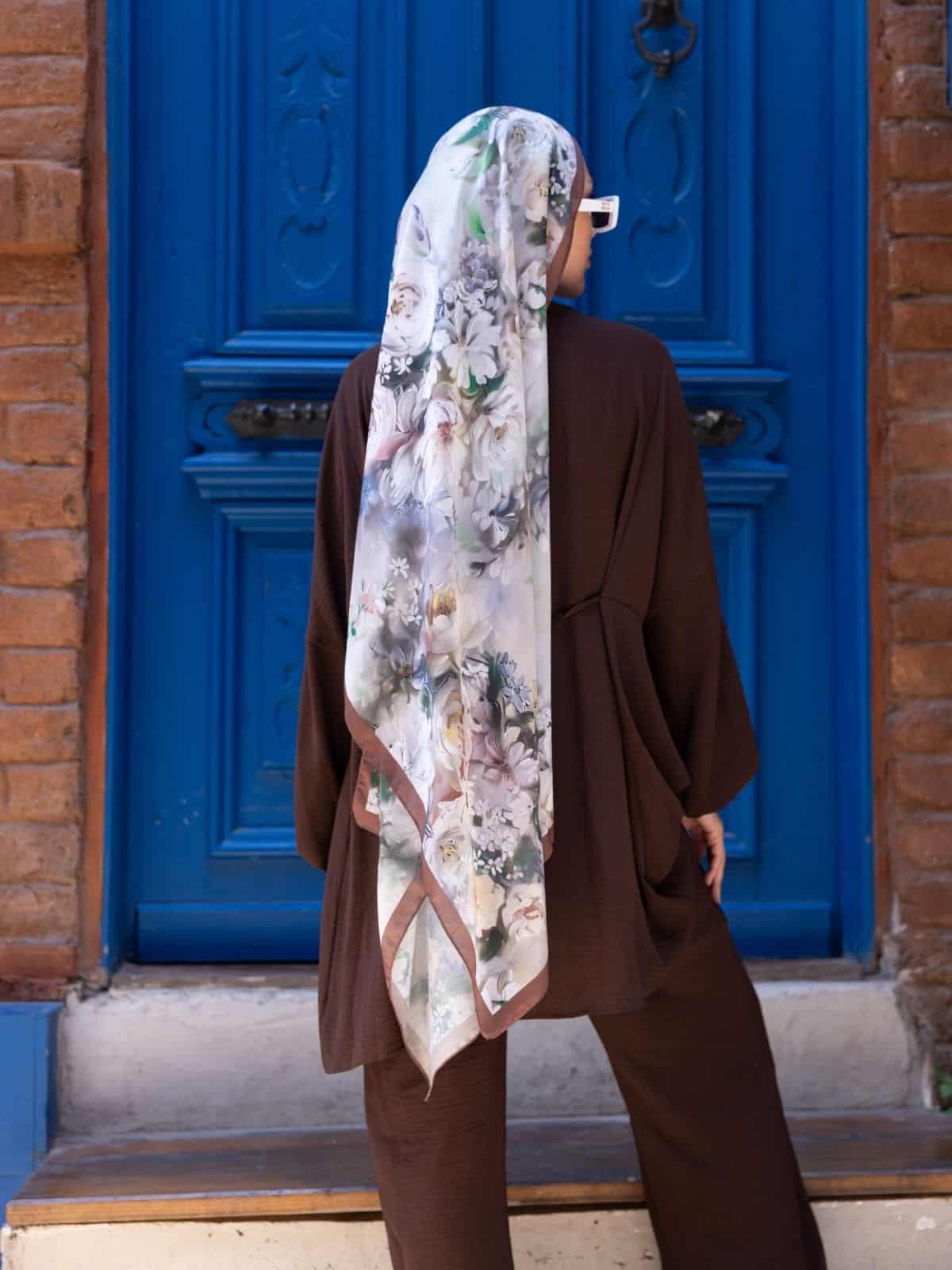 Tarçın Sole Silken Desen Şal - Görsel 4