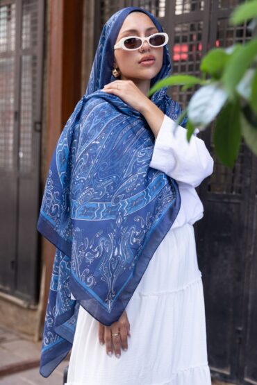 Etro Pamuk İpek Şal 52340 -Mavi-lacivert