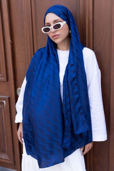 Su Yolu Pamuk Jakar Şal - İndigo