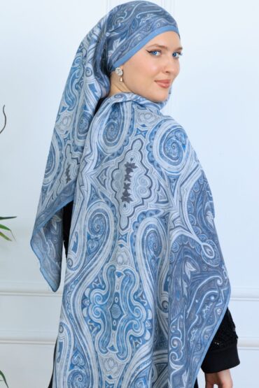 Mirşah Desen Şal 469-021 - V-5 - Buz Mavi