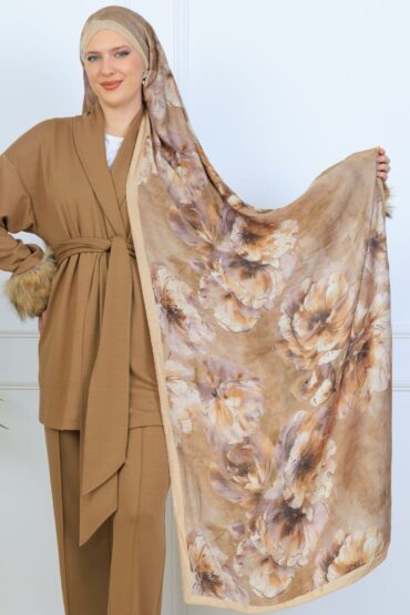 Zemheri Desen Şal 469-023 - V-12 - Vanilya Pembe