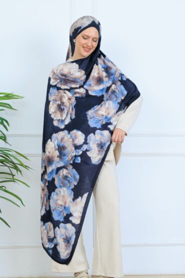 Zemheri Desen Şal  469-023 - V-19 -  Okyanus Mavi