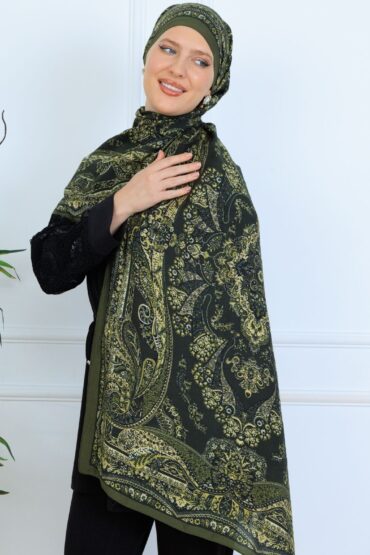 Ravza Desen Şal 469-019 - V-11 - Yağ Yeşili