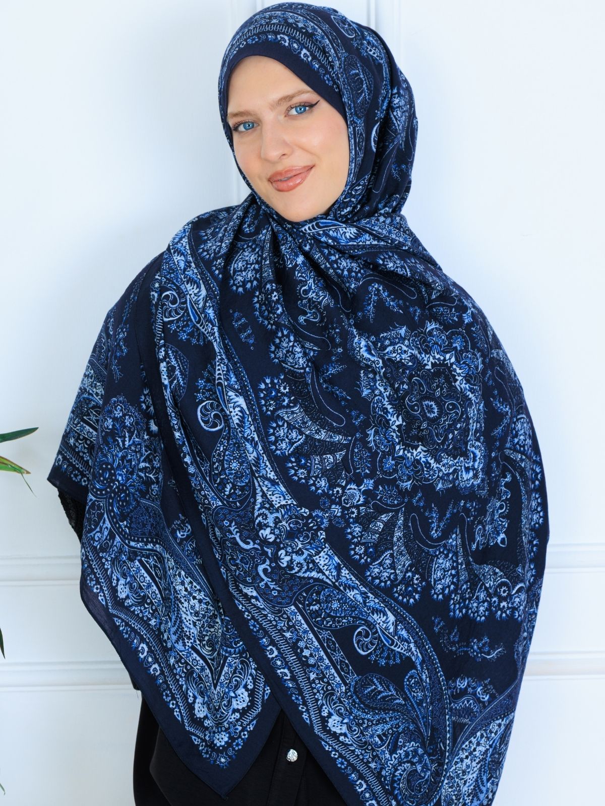 Ravza Desen Şal 469-019 - V-3 - Okyanus Mavi