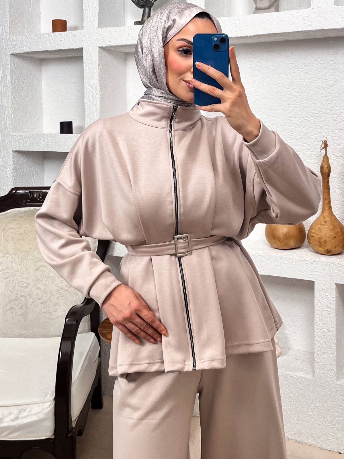 Premium Oys Elina İkili Takım TK100246 - Taş - Görsel 2