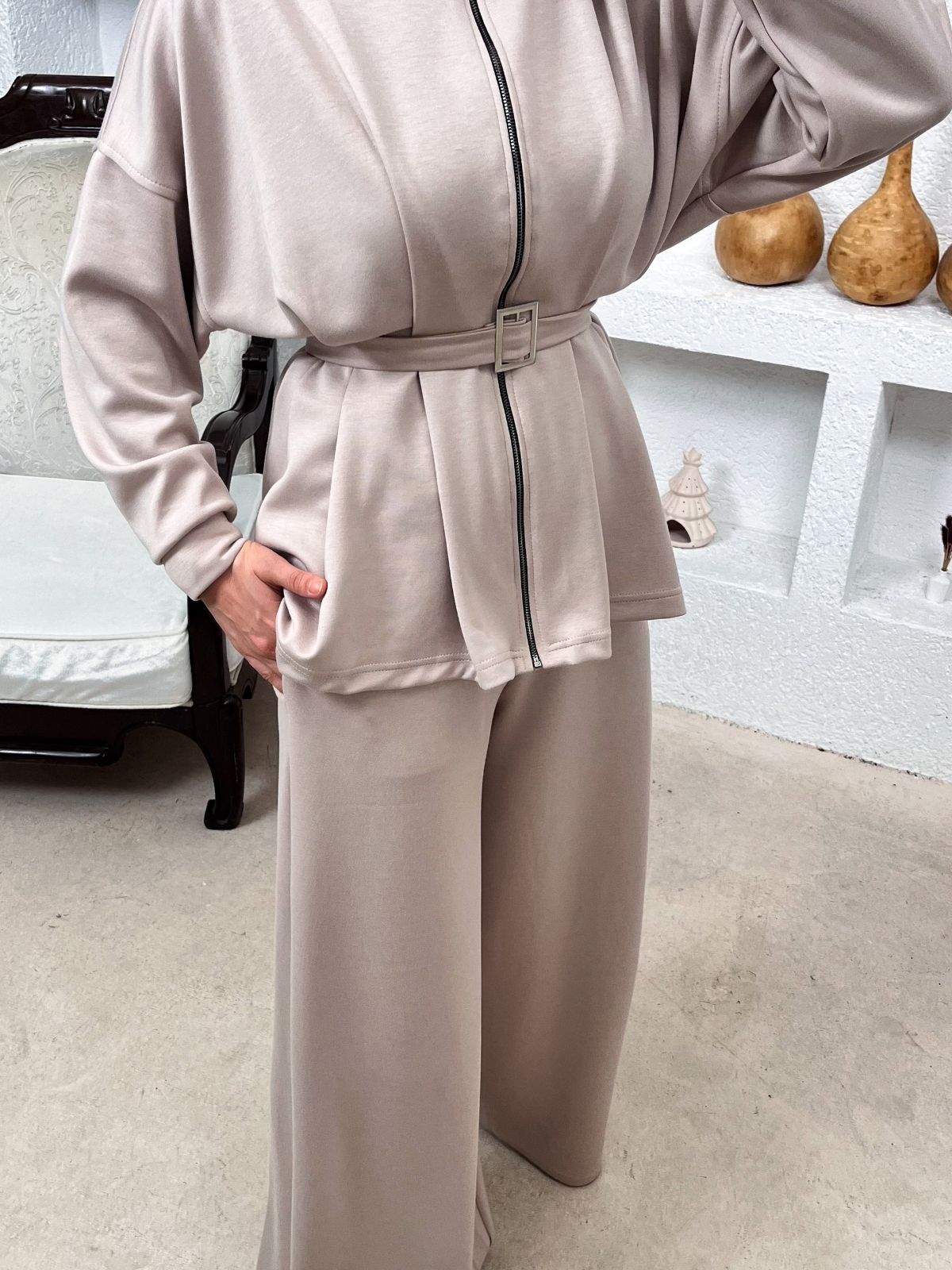 Premium Oys Elina İkili Takım TK100246 - Taş - Görsel 3