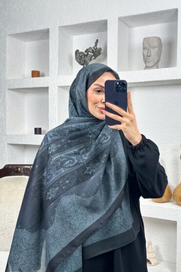 Sarmaşık Desen Pamuk İpek Şal -41200- Siyah