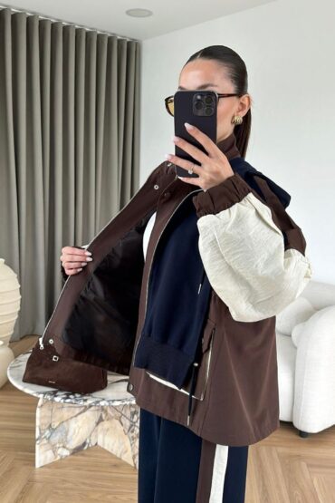 Massimo Kapüşonlu Garnili Takım - Kahve