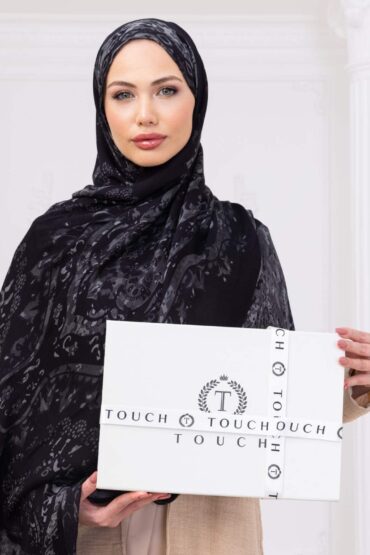 Siyah SamanYolu Yün İpek Şal