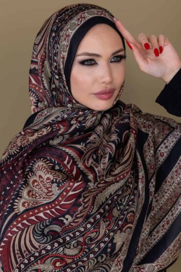 Siyah Bordo New Desen Pamuk Şal