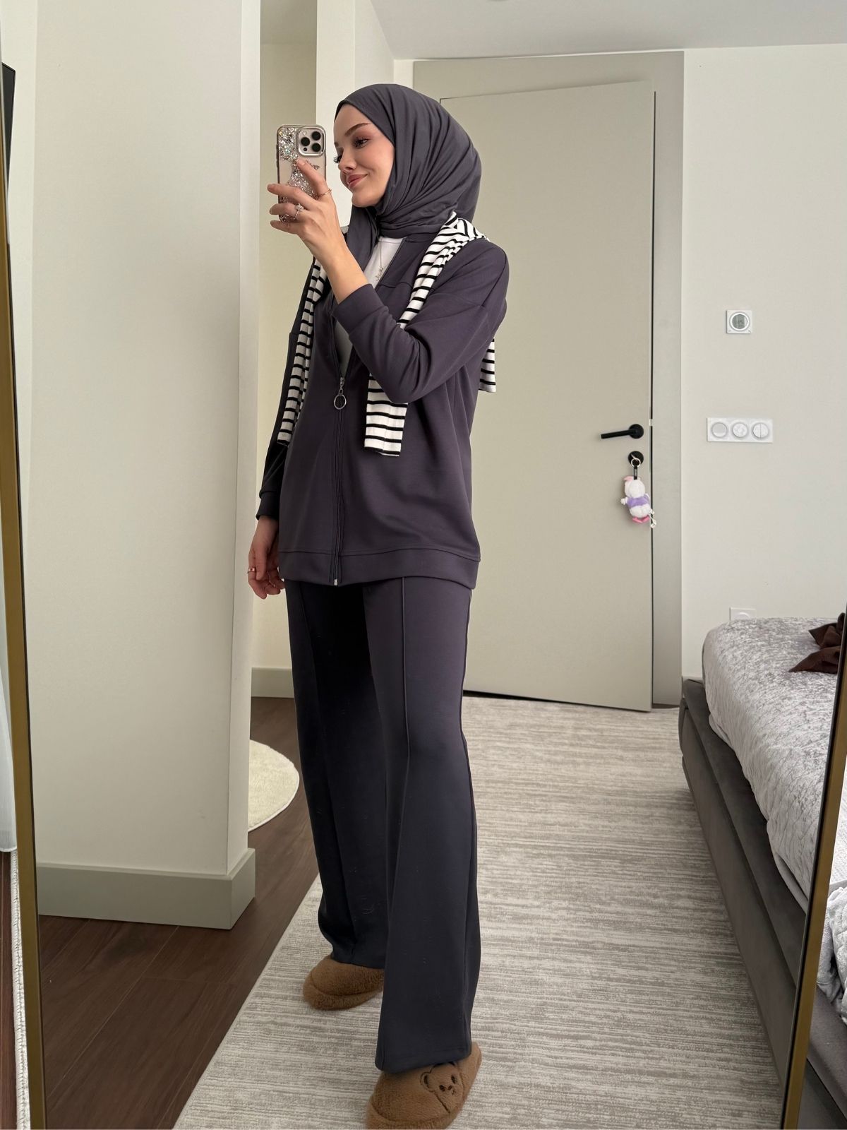 Premium Fermuarlı Basic İkili Takım TK2962 - Füme - Görsel 4