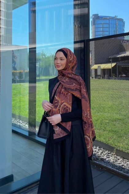 Dut Ruku Desenli Pamuk İpek Şal