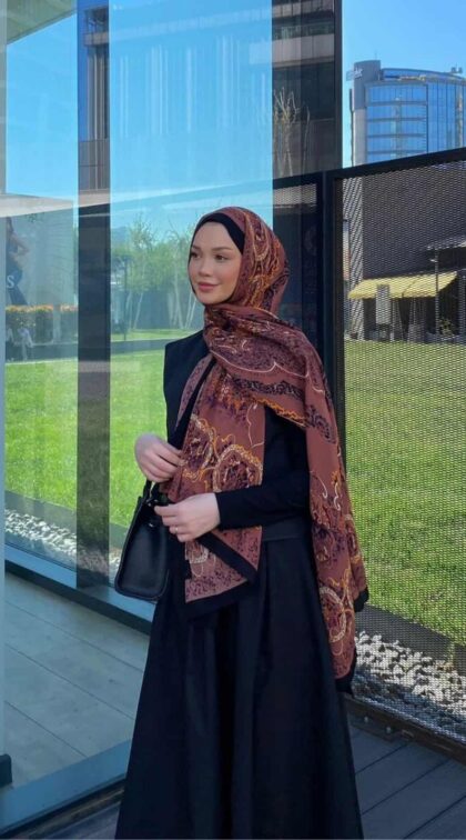 Dut Ruku Desenli Pamuk İpek Şal