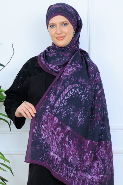 Derin Yansıma Desen Şal 469-017 - V-8 - Derin Mor