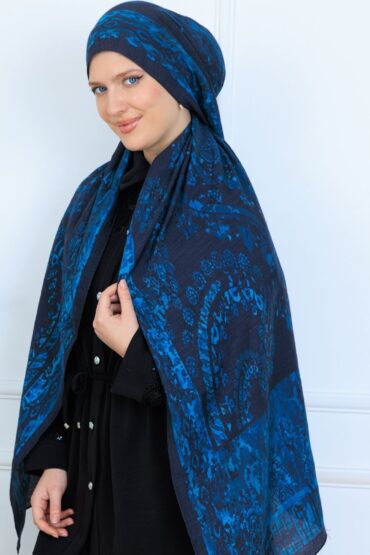 Derin Yansıma Desen Şal 469-017 - V-10 - Okyanus Mavi