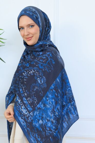 Derin Yansıma Desen Şal 469-017 - V-3 - Gök Mavi