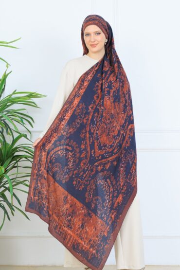 Derin Yansıma Desen Şal 469-017 - V-9 - Bakır Kahve
