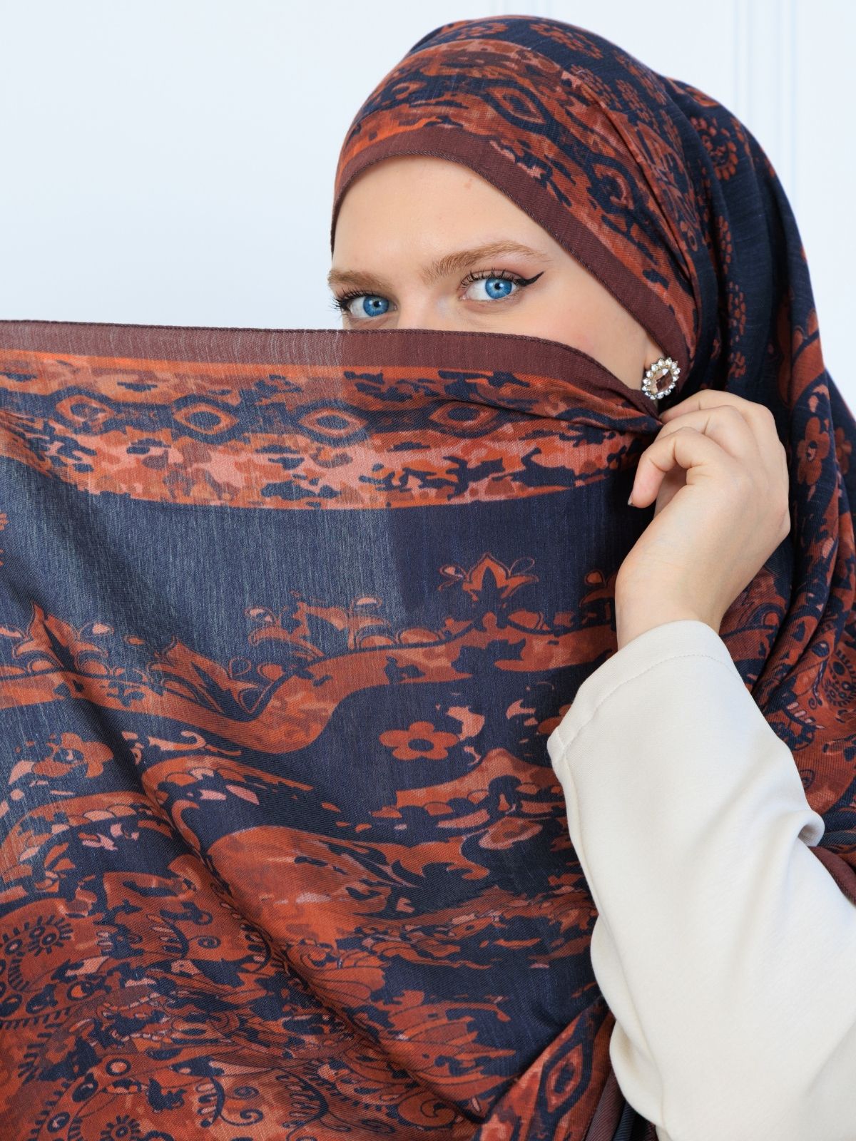 Derin Yansıma Desen Şal 469-017 - V-9 - Bakır Kahve - Görsel 2