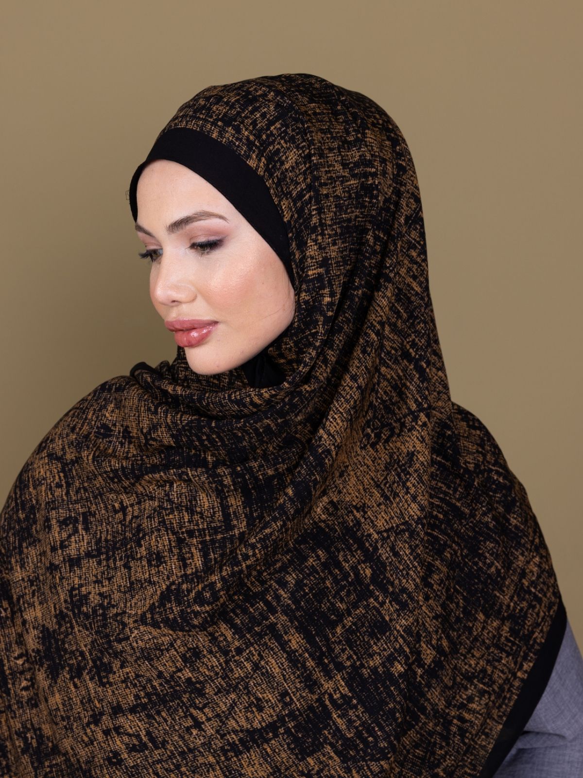 Mocha Eyyübi Desenli Pamuk İpek Şal - Görsel 3