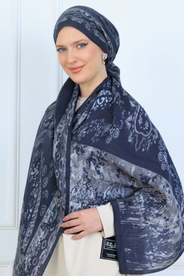 Derin Yansıma Desen Şal  469-017 - V-7 - Füme