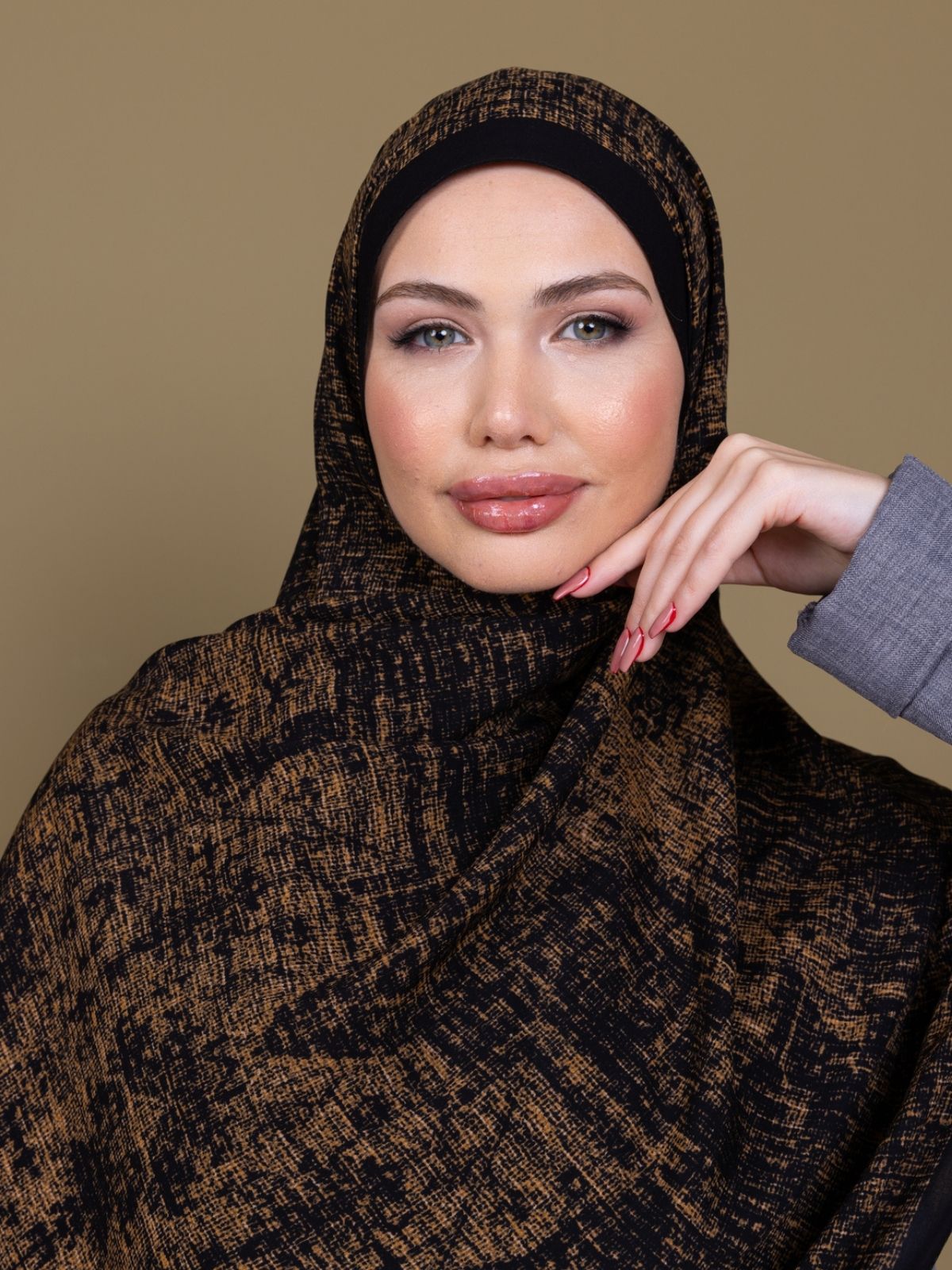 Mocha Eyyübi Desenli Pamuk İpek Şal - Görsel 6