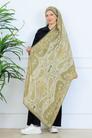 Mirşah Desen Şal 469-021 - V-6 - Yağ Yeşili