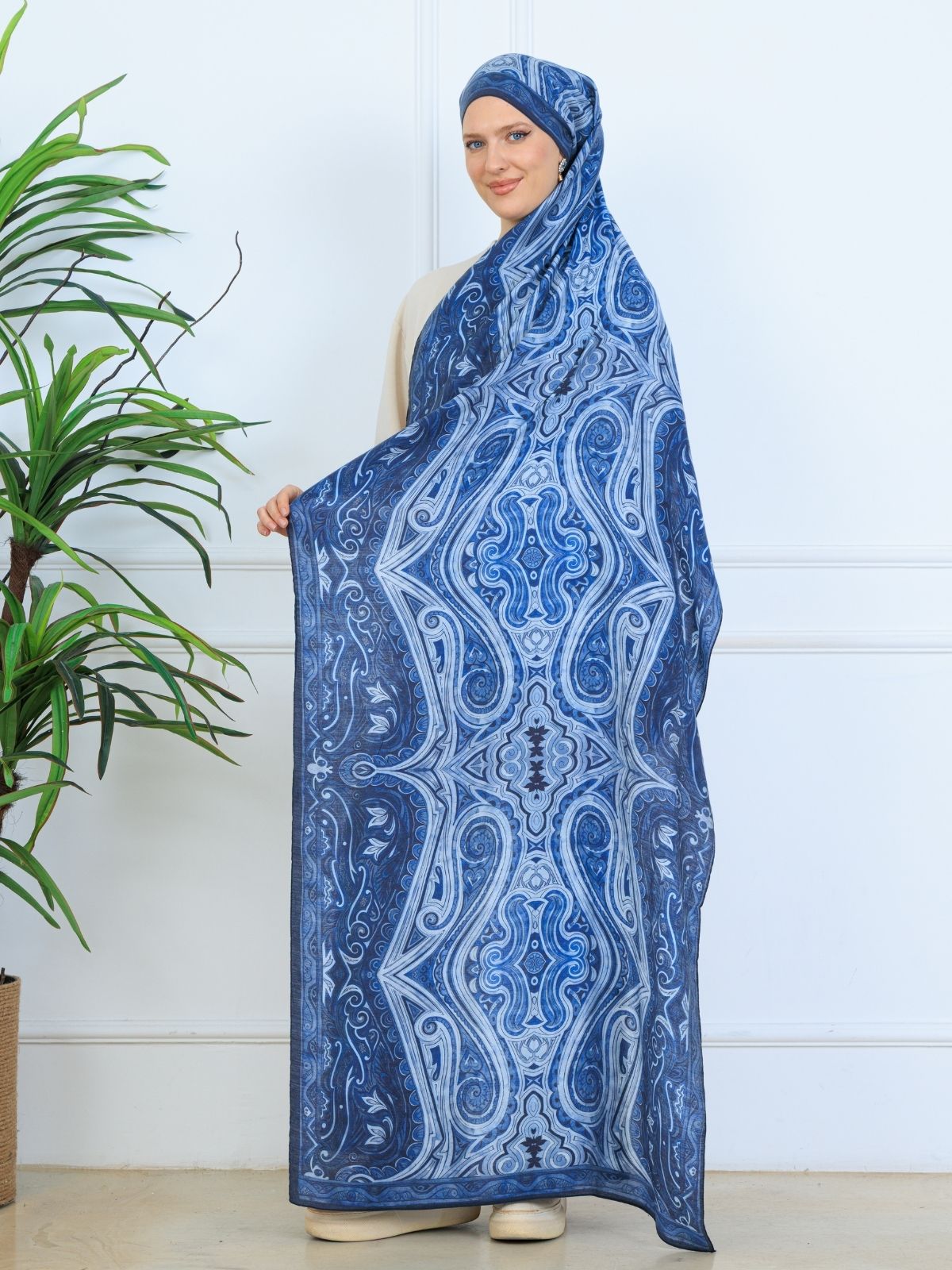 Mirşah Desen Şal 469-021 - V-1 - Okyanus Mavi