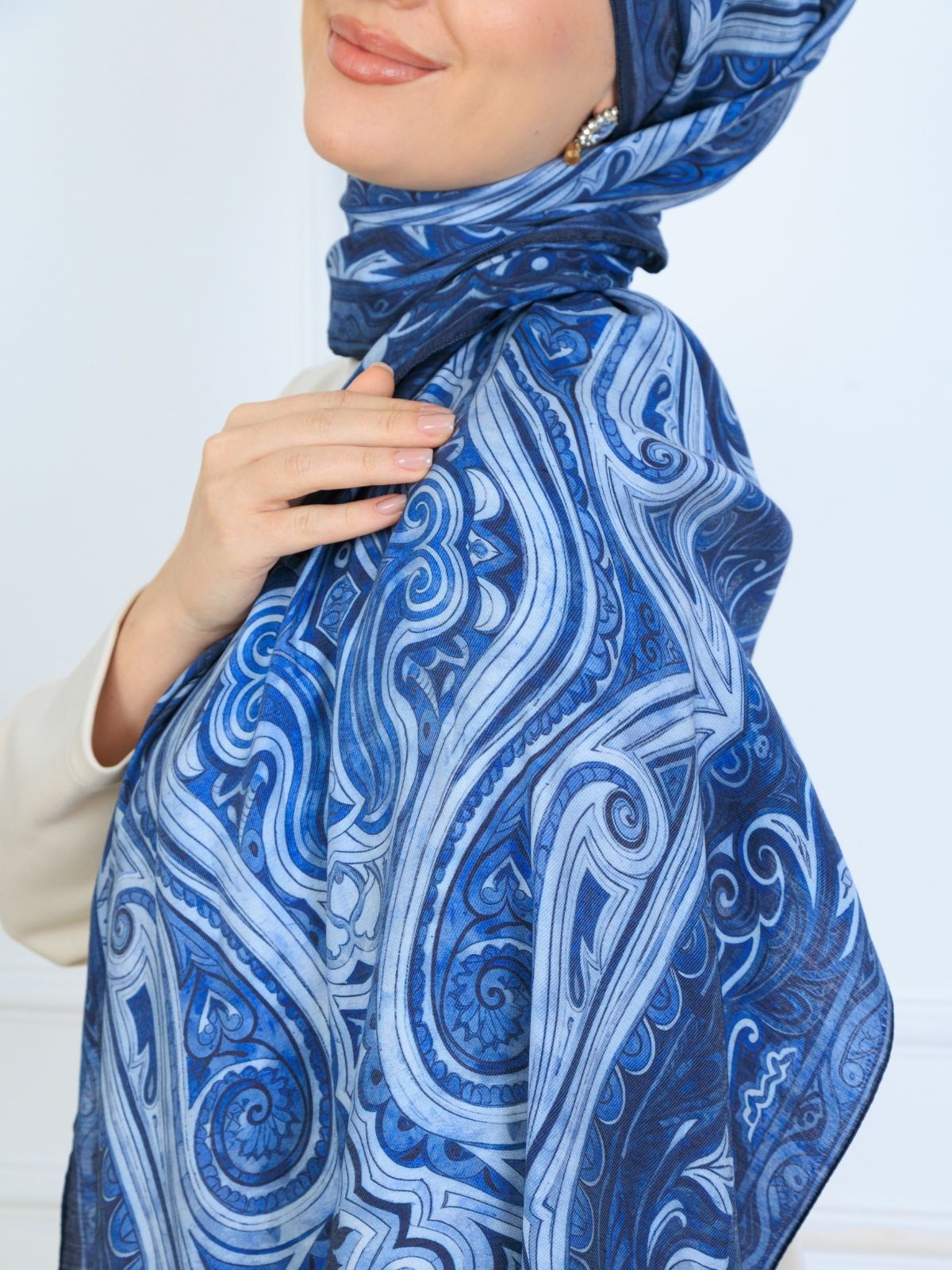 Mirşah Desen Şal 469-021 - V-1 - Okyanus Mavi - Görsel 2