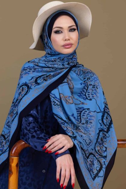 Buz Ruku Desenli Pamuk İpek Şal