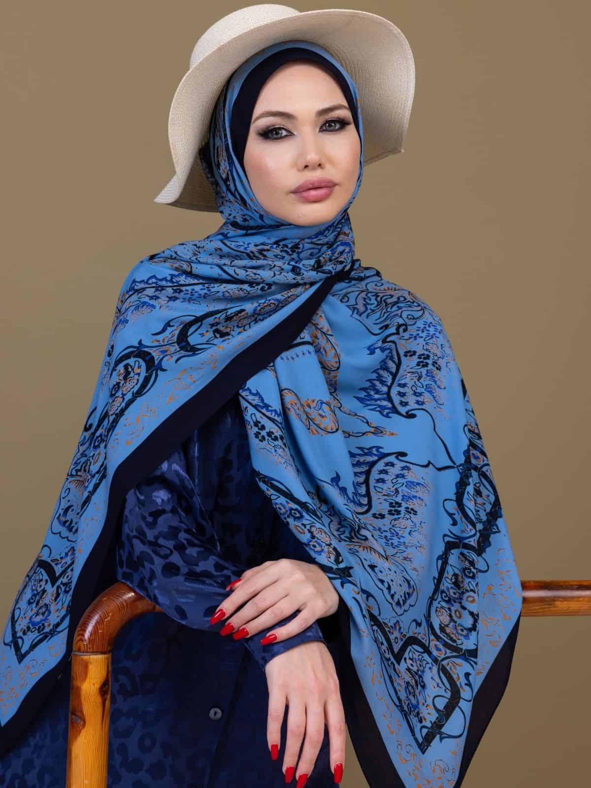 Buz Ruku Desenli Pamuk İpek Şal