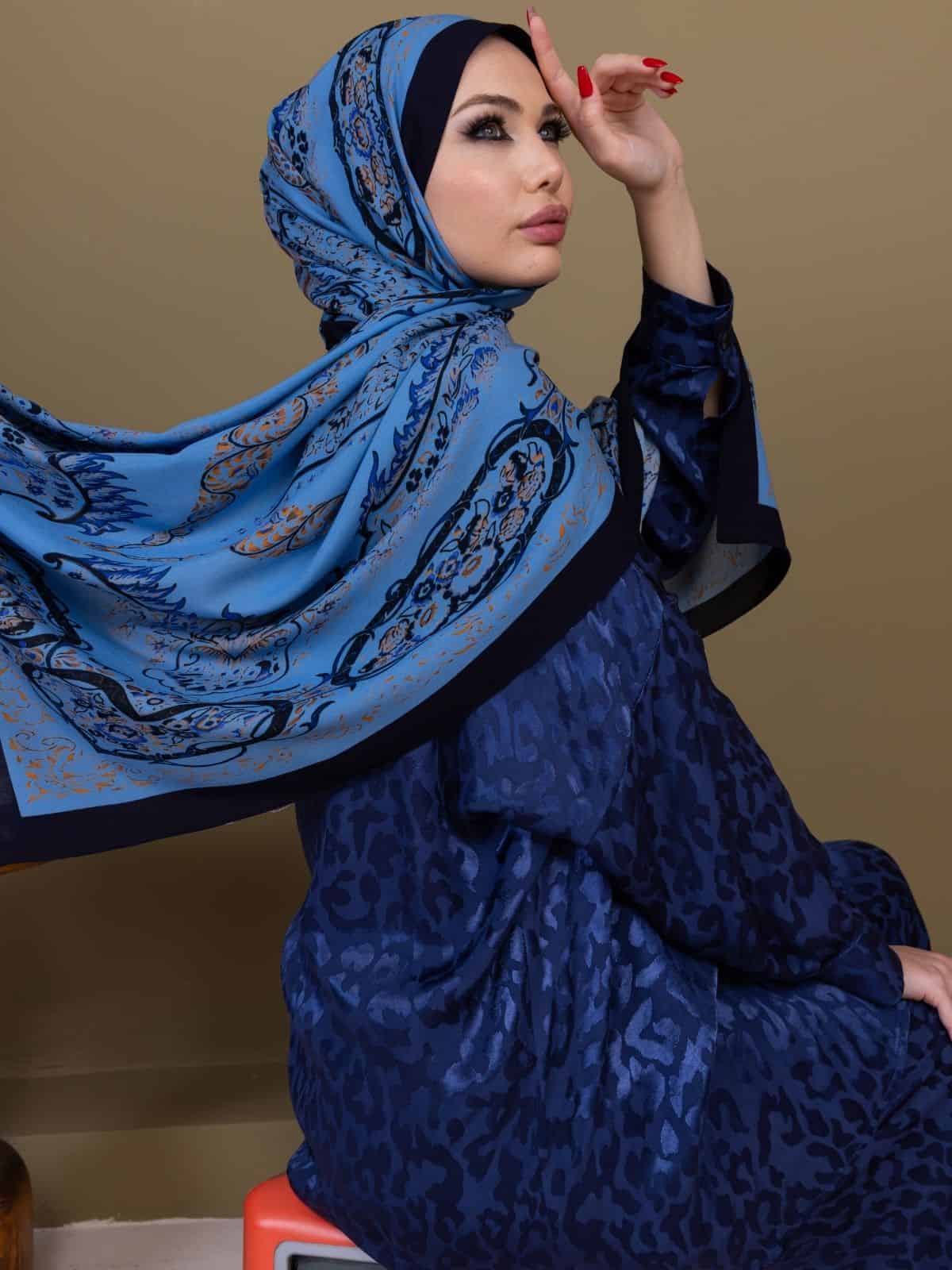 Buz Ruku Desenli Pamuk İpek Şal - Görsel 3