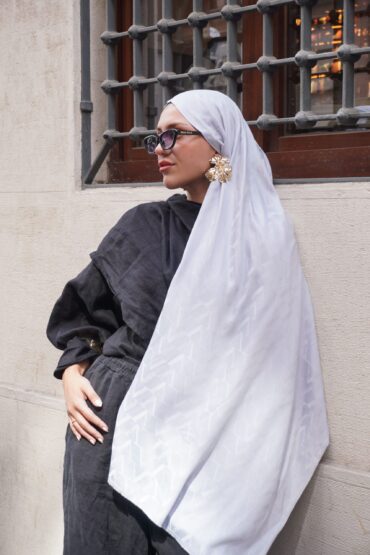 Çift Taraflı İtalyan Pamuk İpek Şal 44117 - Gümüş