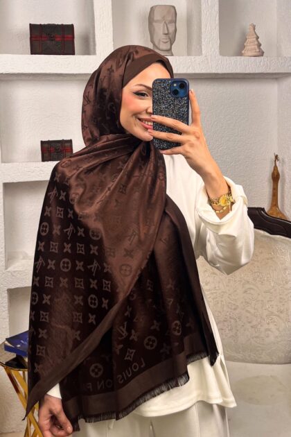 İthal Lv Kaşmir İpek Şal 49104 - Koyu kahve