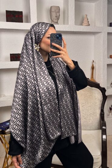 İthal Çifttaraflı İnci Vual İpek Şal-14500 -Gri