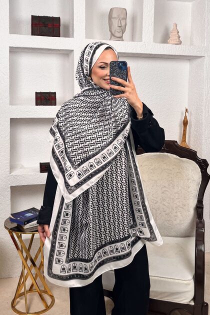 Monogram Pamuk Soft Şal 64302 - Beyaz