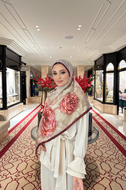 Flora Vual İpek Şal 10100 - Bordo