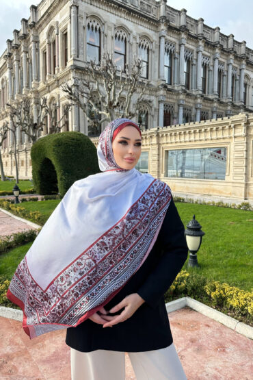 Çini Rüyası Vual İpek Şal 10101 - Kırmızı