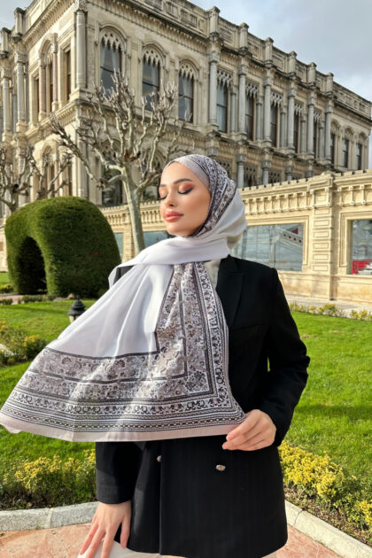 Çini Rüyası Vual İpek Şal 10101 - Vizon