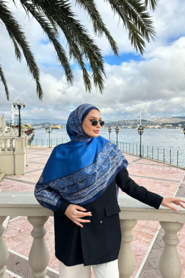 Çini Rüyası Vual İpek Şal 10101 - Saks