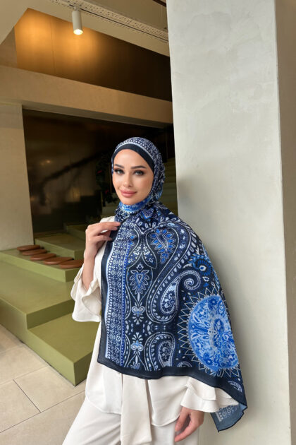 Şehzade Vual İpek Şal 10102 - Lacivert