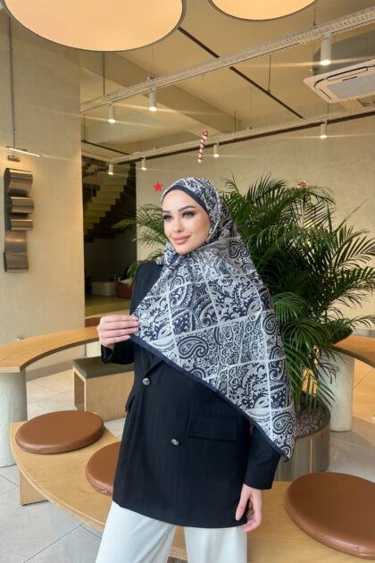 Şehnaz Vual İpek Şal 10103 - Lacivert Taş