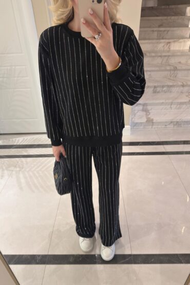 Taşlı İkili Takım - Siyah