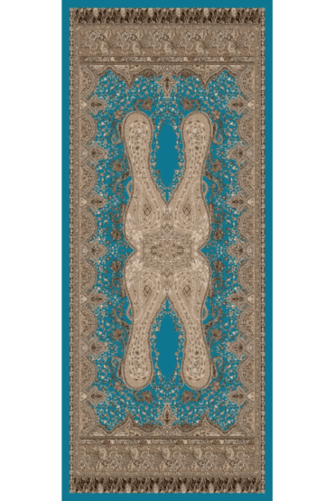 Buz Mavisi Sahara Desen Pamuk İpek Şal