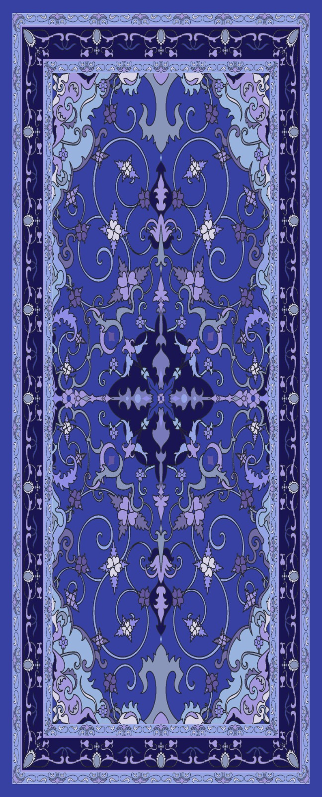 İndigo İberya Işığı Desen Pamuk İpek Şal - Görsel 4