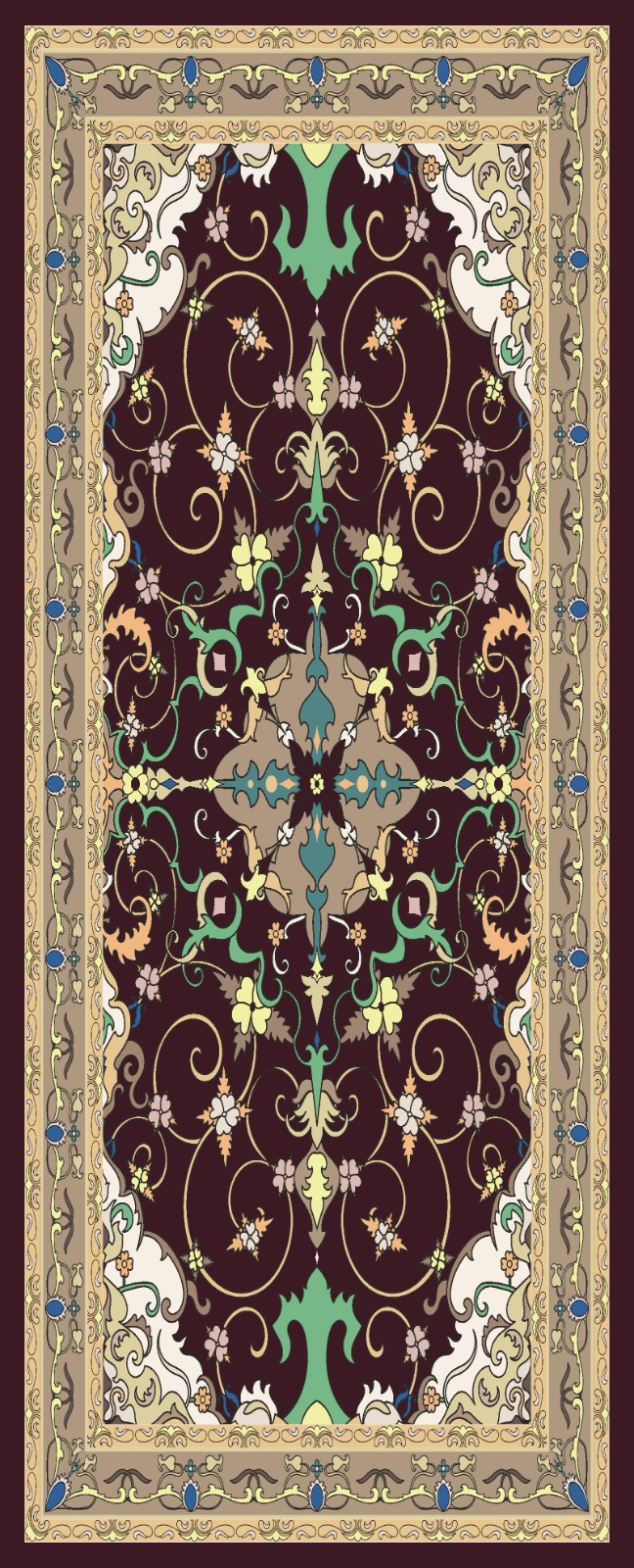 Kahve İberya Işığı Desen Pamuk İpek Şal - Görsel 5