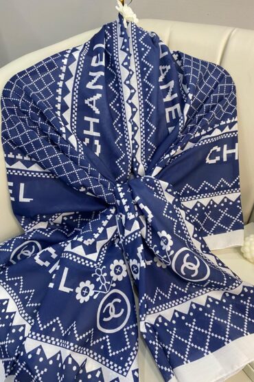 Çizgili Pamuk Şal 51201 - Lacivert